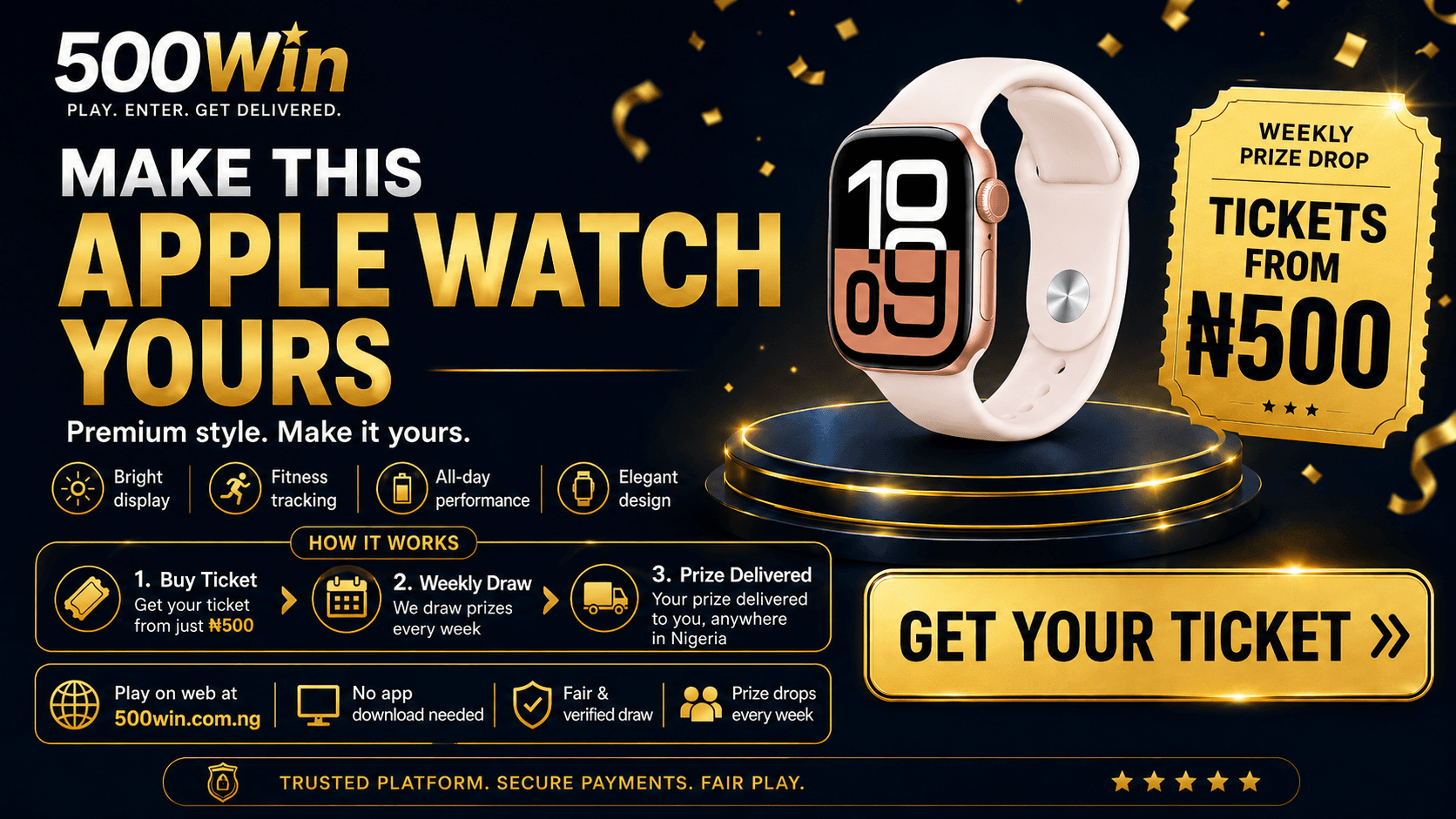 Apple Watch Series 10 With Sport Band (GPS) 46mm -Rose Gold